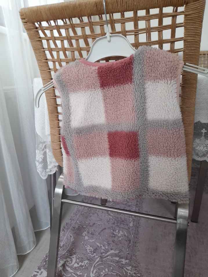 Kız Çocuk Pembe Fermuarlı Yelek - Görsel 2