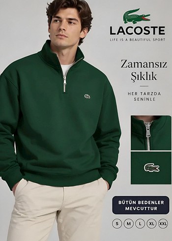 Lacoste Yesil Fermuarli Erkek Sweatshirt