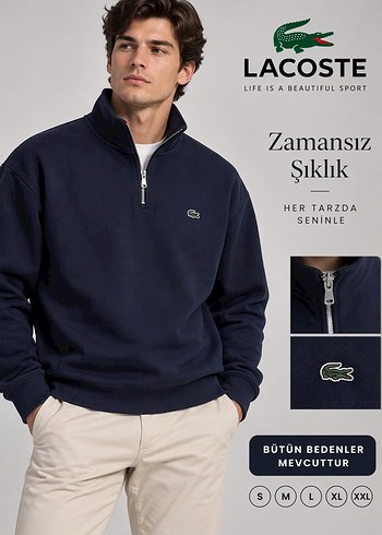 Lacoste Lacivert Yarim Fermuarli Sweatshirt