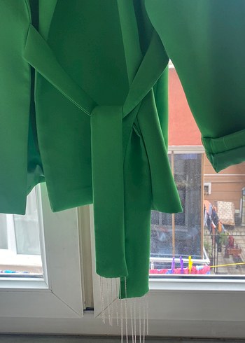 Diğer Yeşil Drapeli Kadın Blazer Ceket