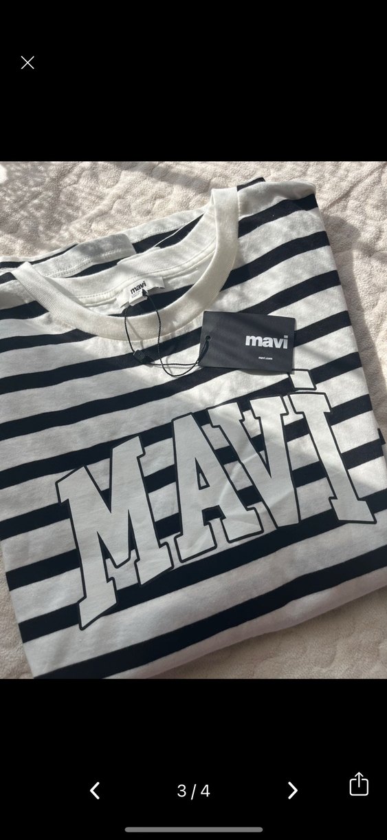 Gri Çizgili Kadın Tişört - Görsel 2