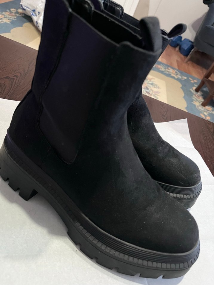 Siyah Süet Platform Topuklu Kadın Bot - Görsel 5