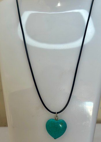 Turkuaz Kalp Boncuklu Midi Kolye - Görsel 3