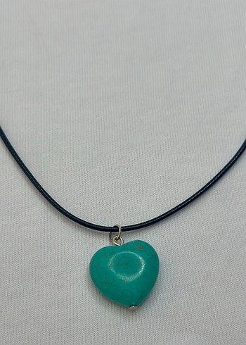 Turkuaz Kalp Boncuklu Midi Kolye - Görsel 2