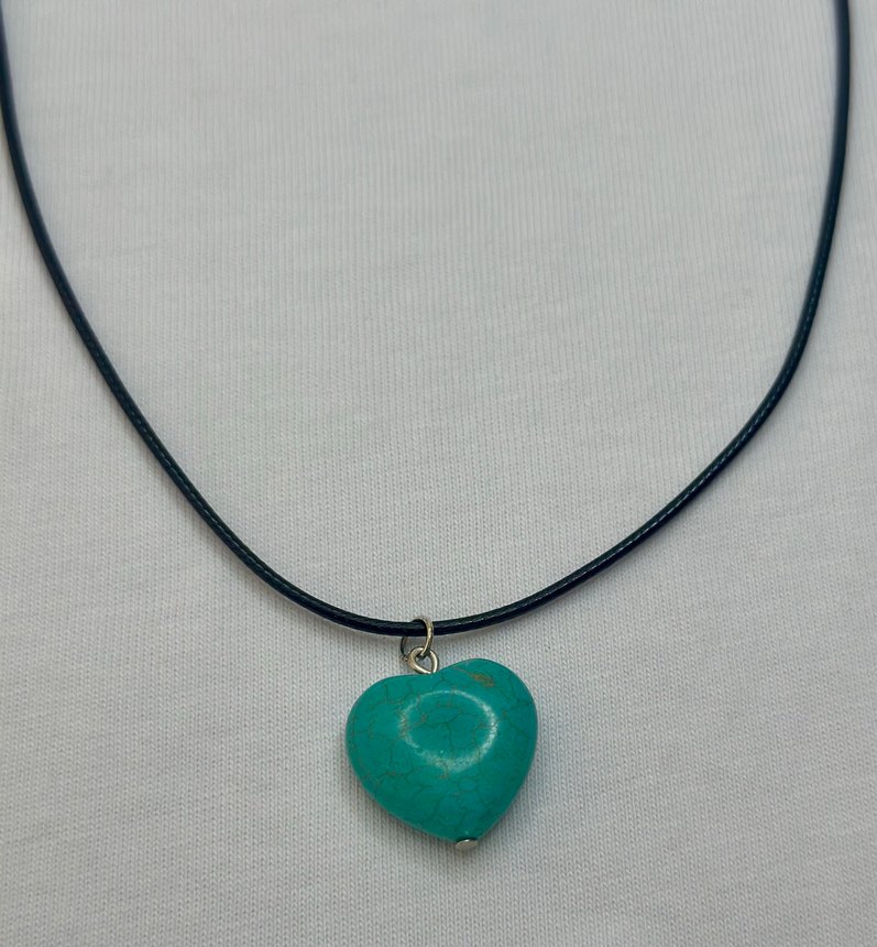 Turkuaz Kalp Boncuklu Midi Kolye - Görsel 2
