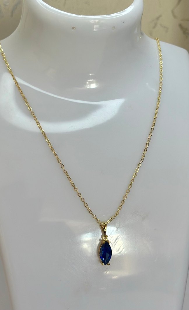 Zirkon Taşlı Mini Mavi Kolye - Görsel 3