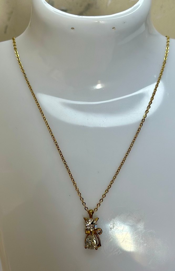 Altın Renkli Zincirli Doğaltaş Harf Kolye - Görsel 3