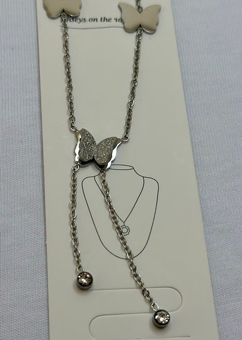 Uzun Zincirli Kelebek Detaylı Bohem Kolye - Görsel 2