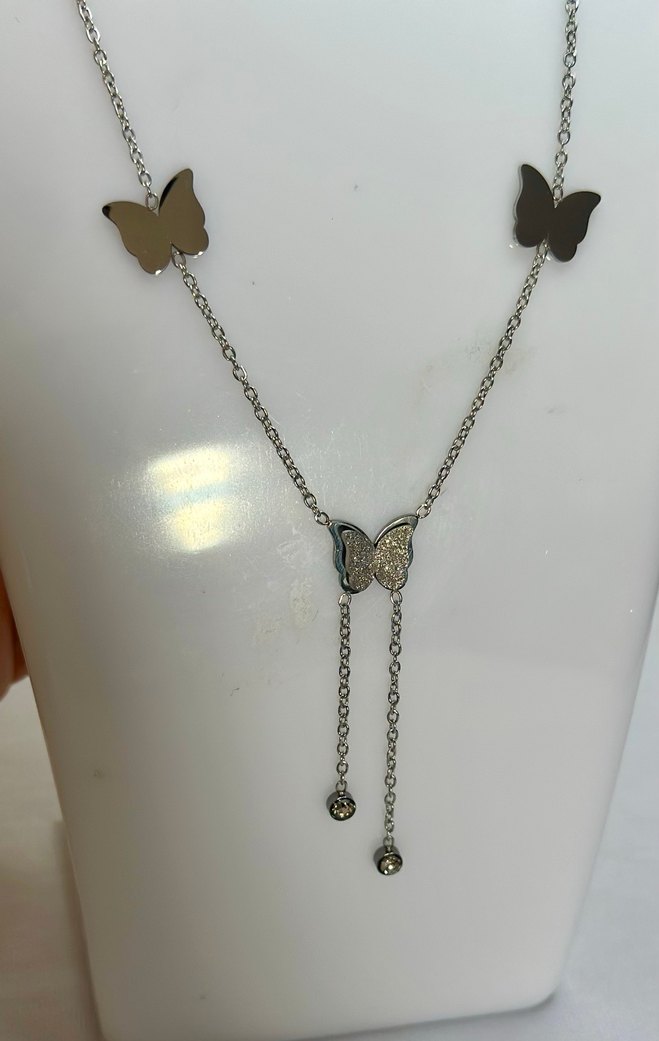 Uzun Zincirli Kelebek Detaylı Bohem Kolye - Görsel 3