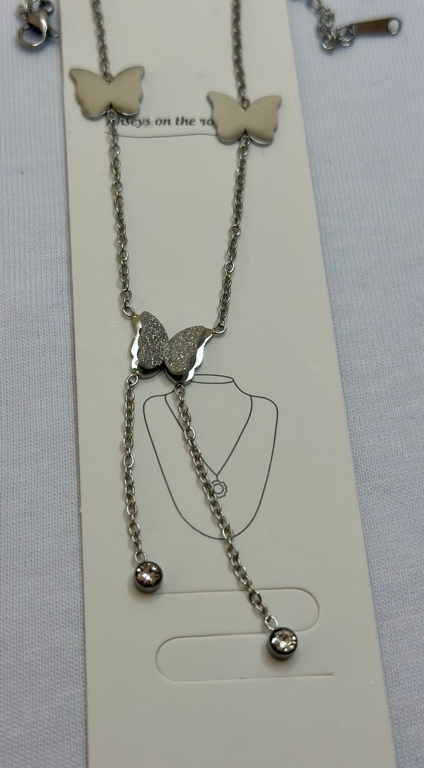 Uzun Zincirli Kelebek Detaylı Bohem Kolye - Görsel 2