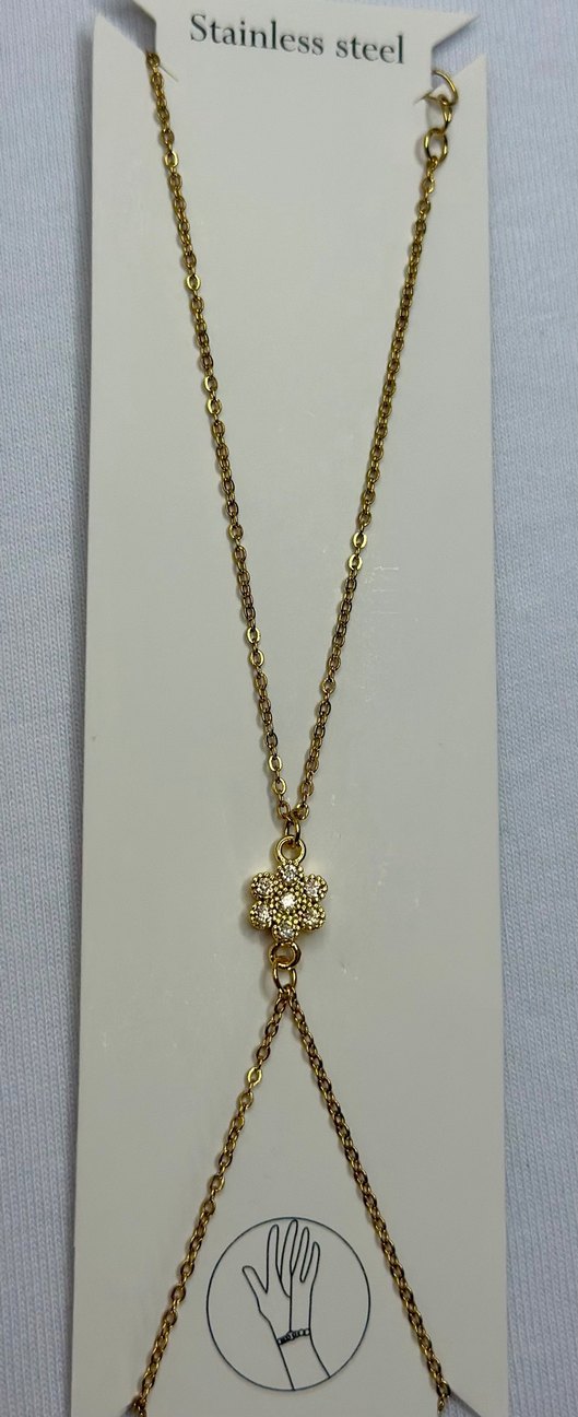 Zincir Detaylı Altın Rengi Kadın El Zinciri - Görsel 2