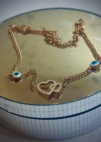 Altın Renk Zincir Detaylı Kadın kolye Çelik - Görsel 3