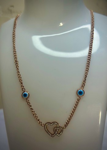 Altın Renk Zincir Detaylı Kadın kolye Çelik - Görsel 4