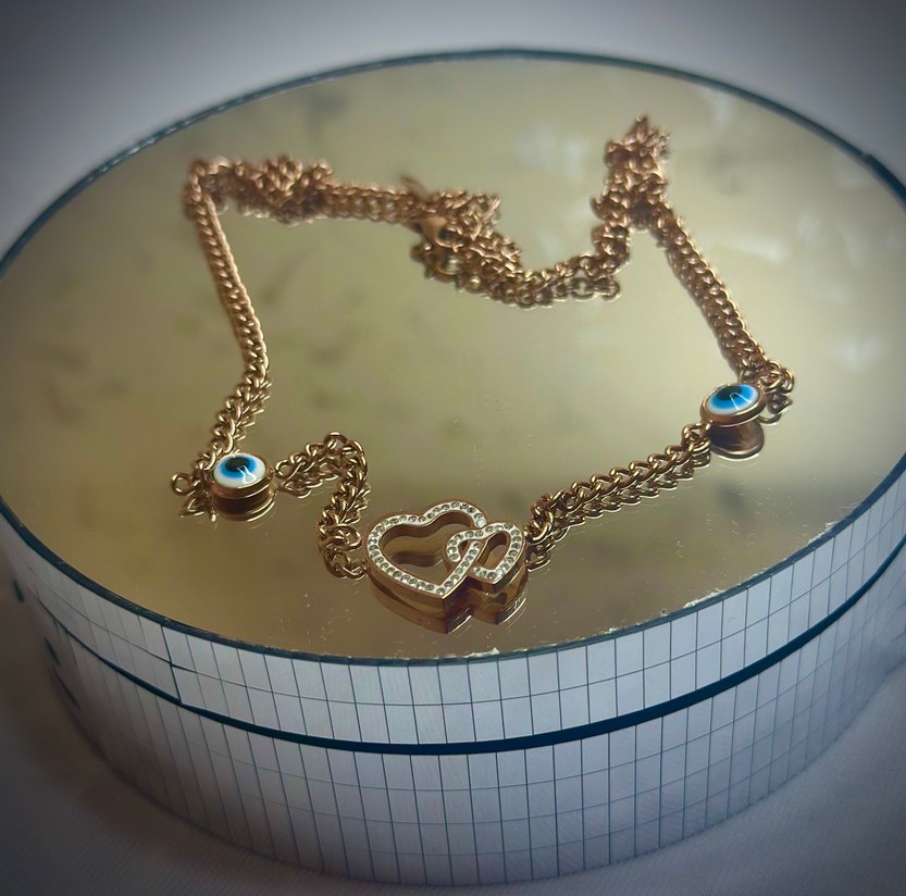 Altın Renk Zincir Detaylı Kadın kolye Çelik - Görsel 3