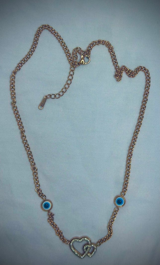 Altın Renk Zincir Detaylı Kadın kolye Çelik - Görsel 2