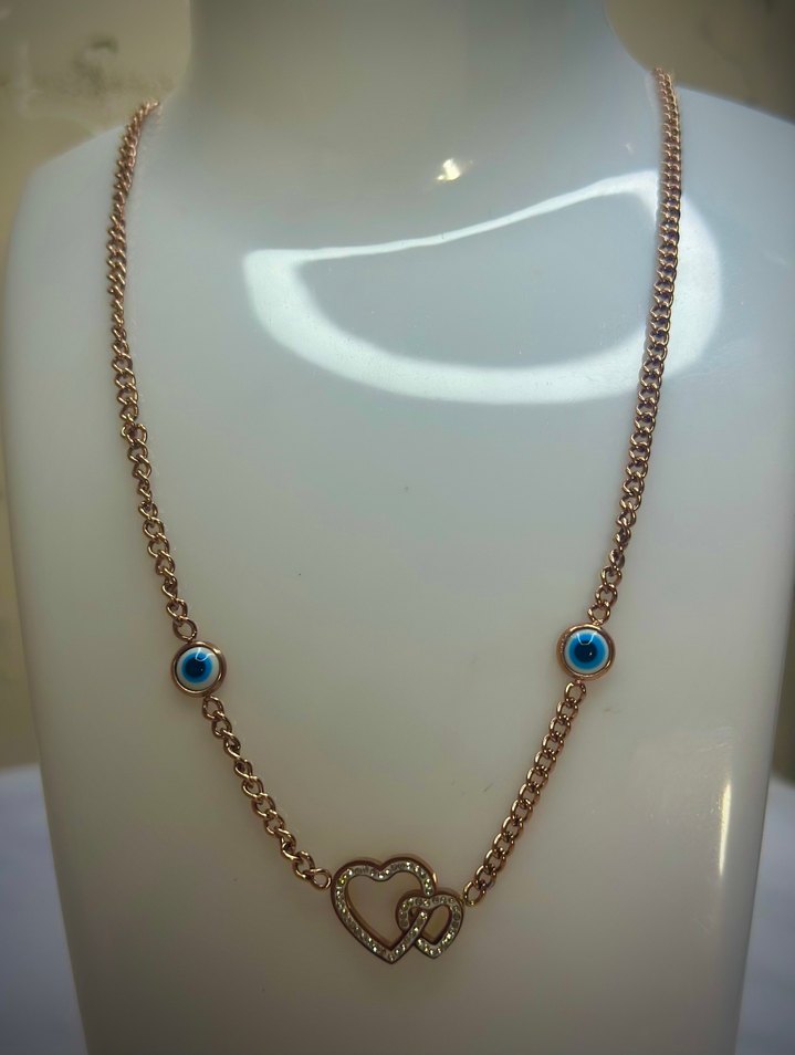 Altın Renk Zincir Detaylı Kadın kolye Çelik - Görsel 4