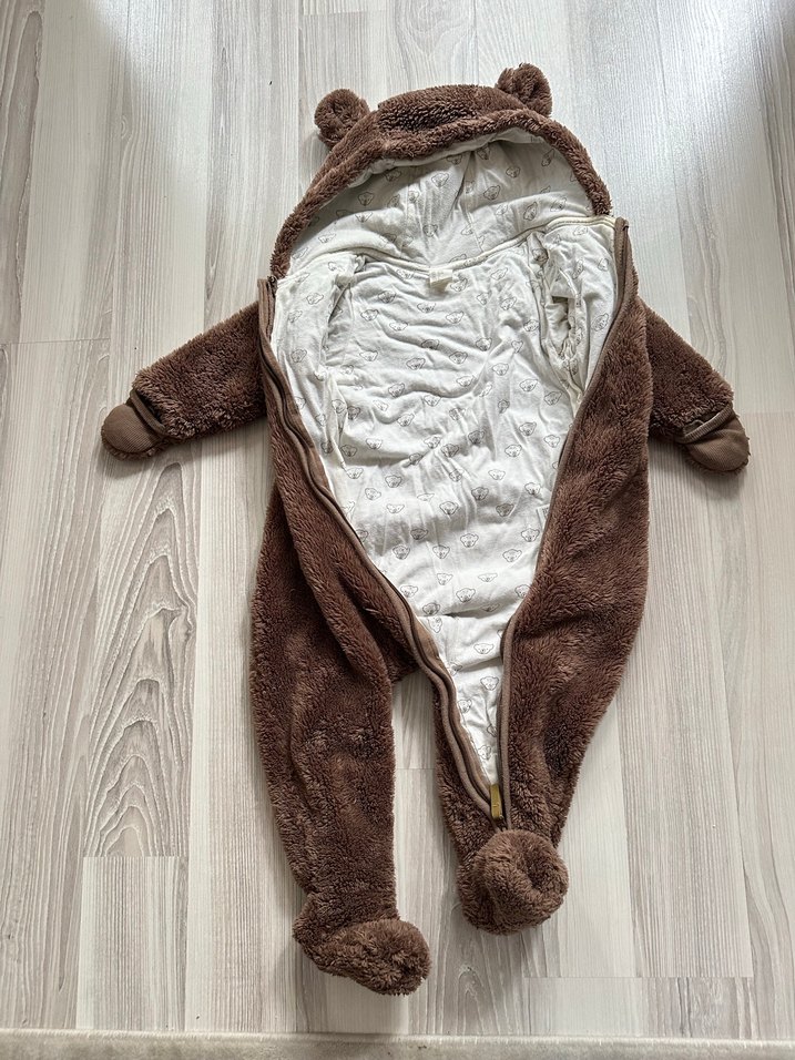 Kahverengi Peluş Bebek Tulumu - Görsel 4