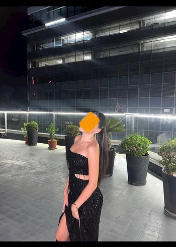 Straplez Siyah Uzun Kadın Elbise