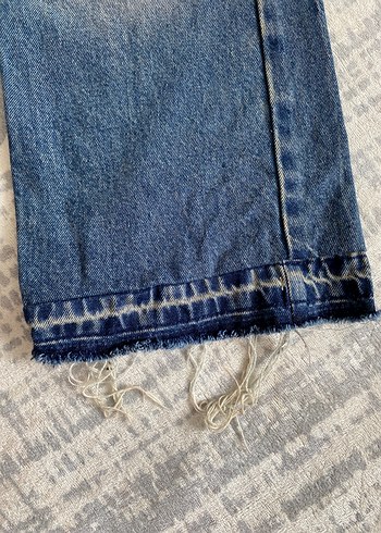 36 Beden Düğmeli Bağlama Desenli Salaş Midi Kadın Kot Pantolon