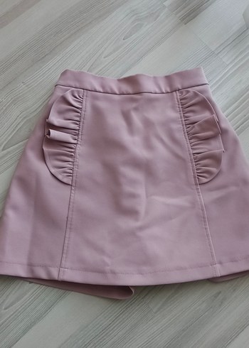 Kız Çocuk Pembe Şort Etek, Fırfırlı Detaylı