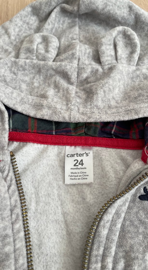 Erkek Çocuk Gri Kapüşonlu Fermuarlı Sweatshirt - Görsel 2