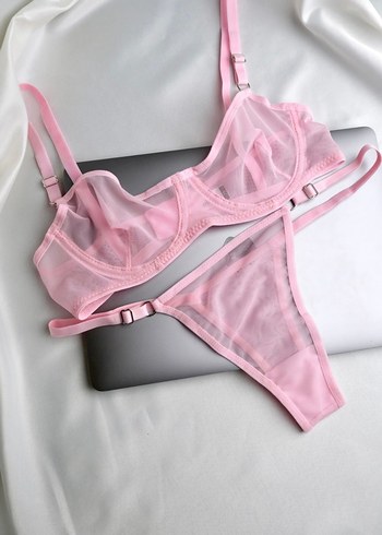 Pastel Pembe Transparan Parisian Sütyen Takımı