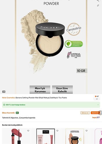 Note Note Cosmetics Mat Bitişli Makyaj Sabitleyici Toz Pudra