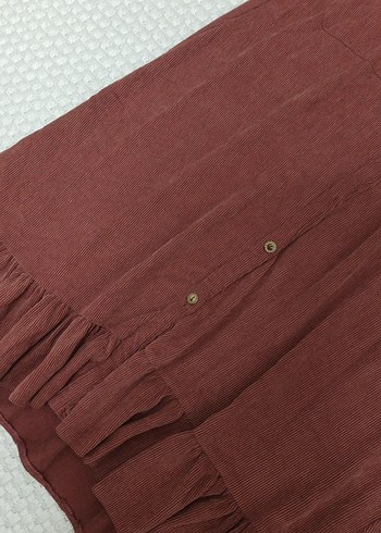 Bordo Düğmeli Uzun Kollu elbise