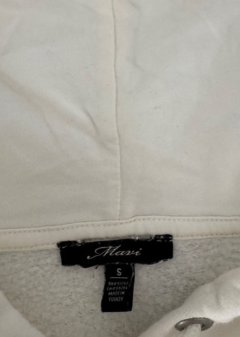 s Beden beyaz Renk Mavi Baskılı Beyaz Kapüşonlu Sweatshirt