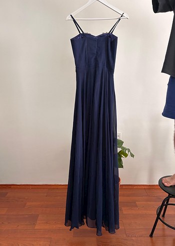 Aysira Nakışlı Lacivert Uzun kaftan