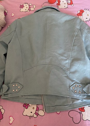 s Beden mavi Renk Mavi Pastel Deri Kadın Ceket