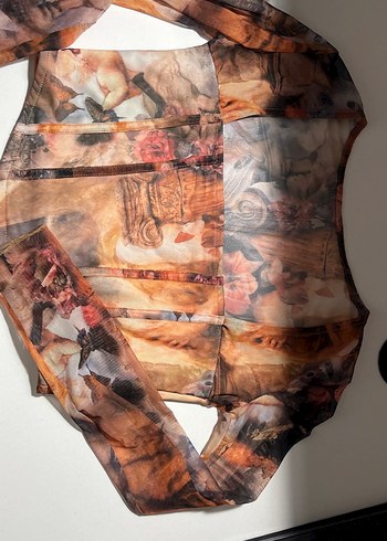 Çok Renkli Drapeli Uzun Kadın Bluz - Görsel 3