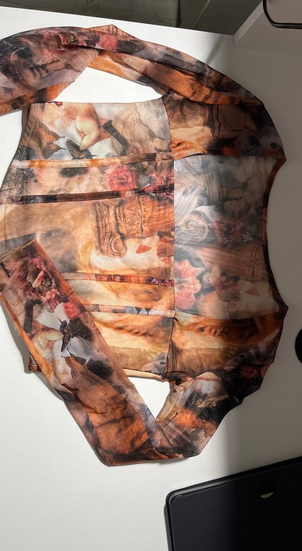 Çok Renkli Drapeli Uzun Kadın Bluz - Görsel 3