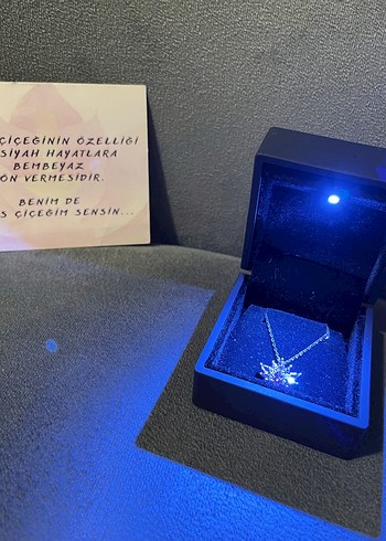 Klasik Elegan gümüş zincirli mor lotus çiçeği kolye - Görsel 4