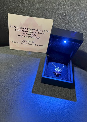 Klasik Elegan gümüş zincirli mor lotus çiçeği kolye - Görsel 5