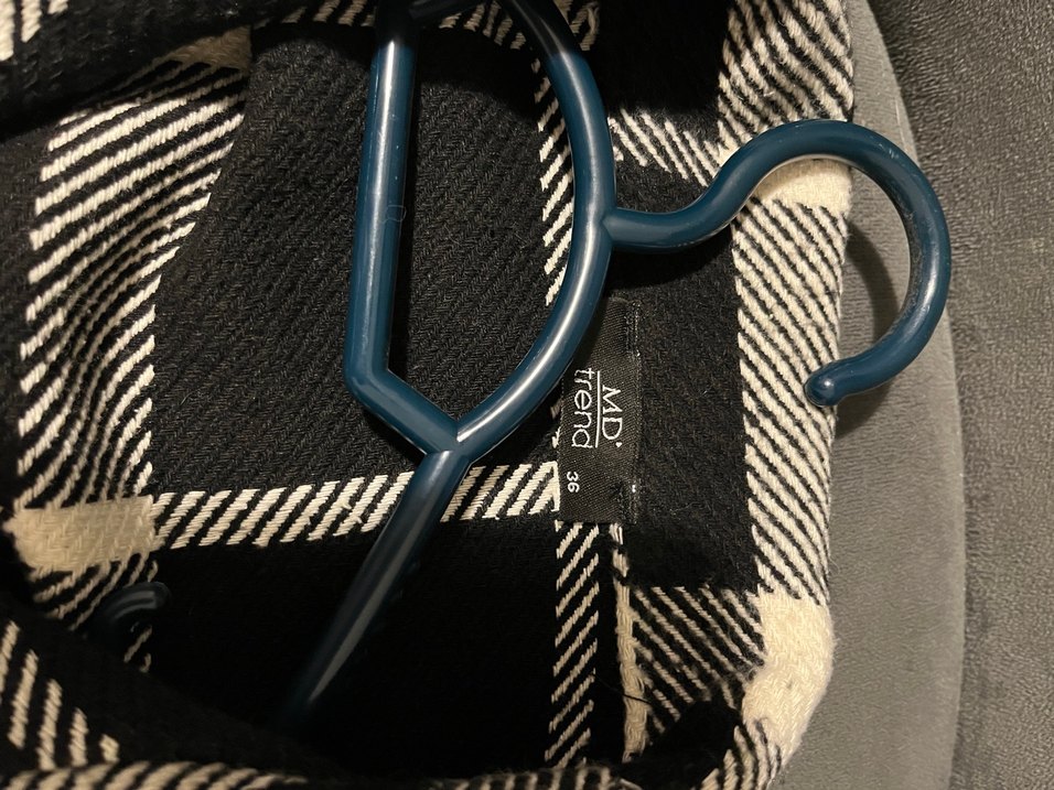 Siyah Ekose Düğmeli Salaş Kadın crop ceket - Görsel 4