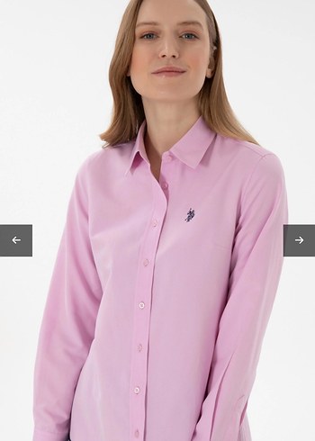 Pembe V Yakalı Uzun Kollu Kadın Gömlek