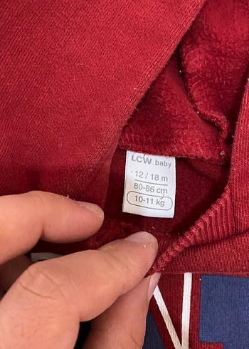 Koyu Kırmızı Kapüşonlu Erkek Çocuk Sweatshirt - Görsel 2