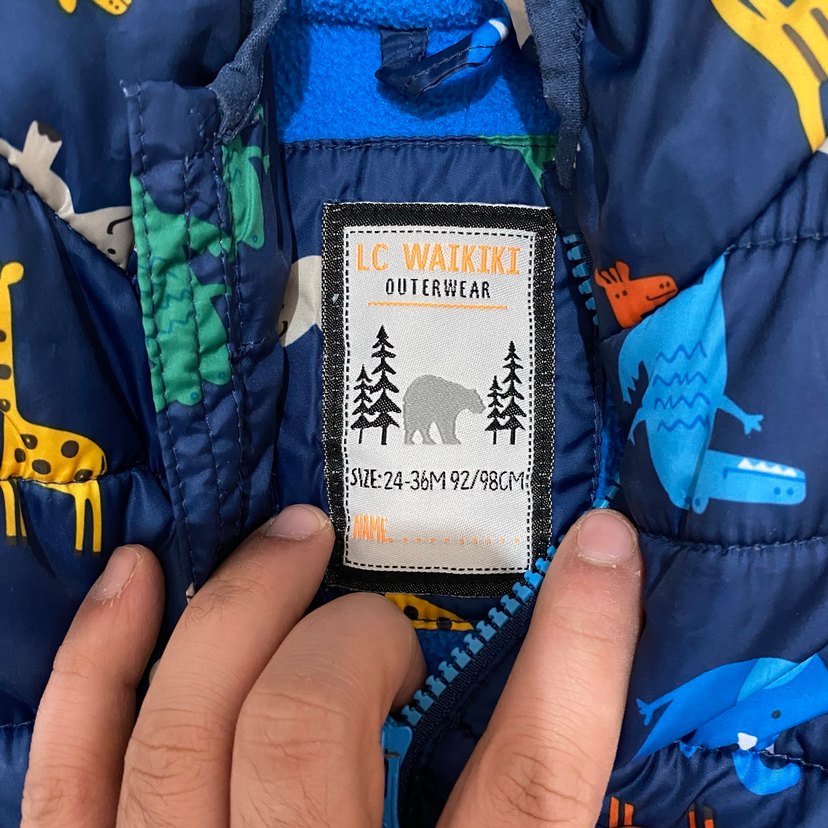 Kapüşonlu Renkli Desenli Erkek Çocuk Mont - Görsel 2