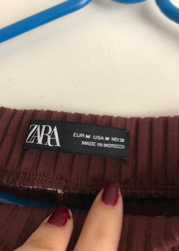 Zara Bordo Kadın Piliseli İspanyol Paça Pantolon