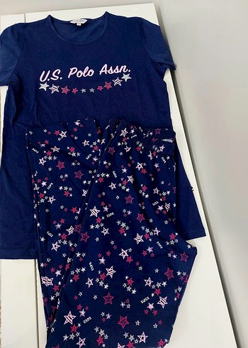U.S Polo Assn. Kadın Lacivert Baskılı Midi Pijama Takımı