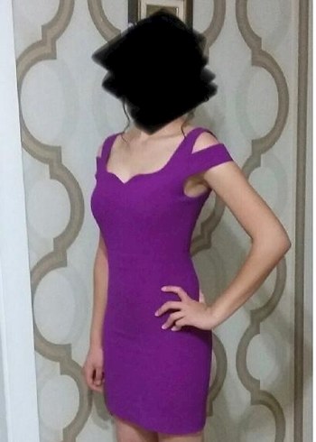 mini mor 34 beden abiye elbise - Görsel 2