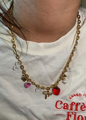 Çelik Gold Charmlı Kolye