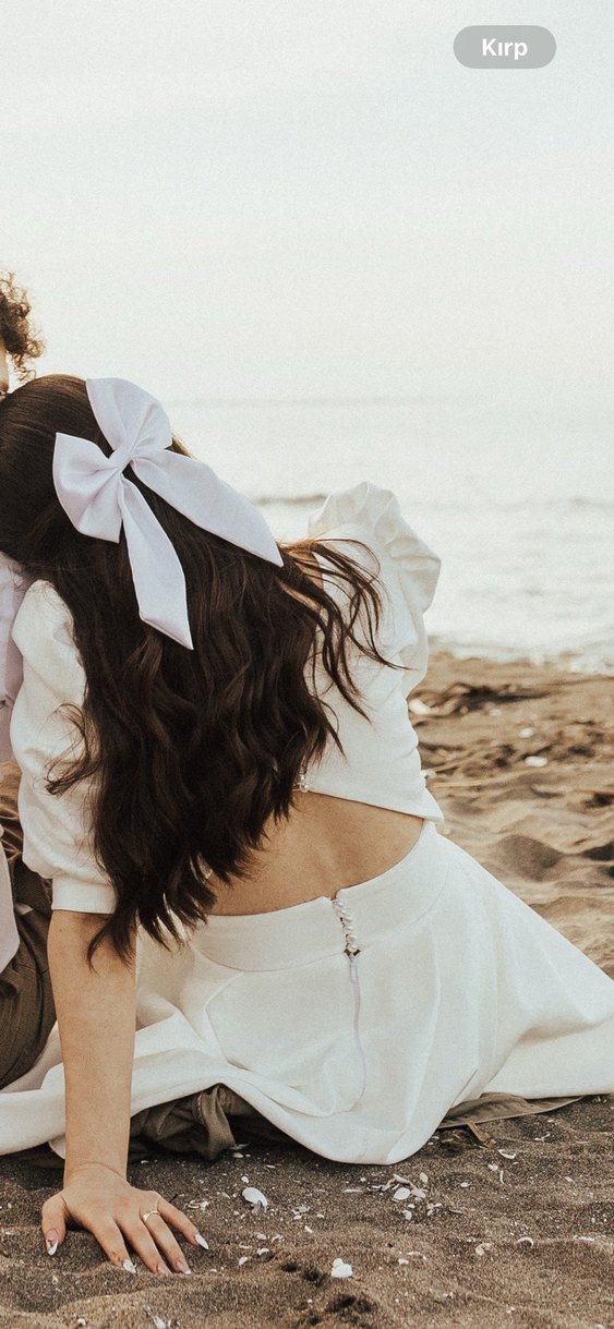 Beyaz Midi Keten Elbise - Görsel 2