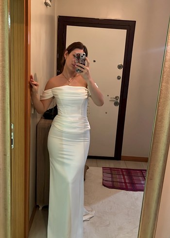 Diğer Beyaz Straplez Modern Klasik abiye