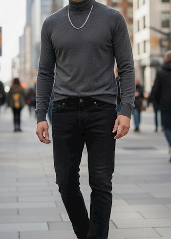 Siyah Düğmeli erkek Kot Pantolon - Görsel 4