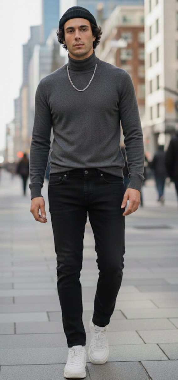 Siyah Düğmeli erkek  Kot Pantolon - Görsel 2