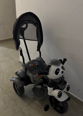 Hello Kitty Gri Siyah Panda Figürlü Çocuk Üç Tekerlekli Bisiklet