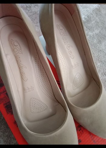 39 Beden Bej Süet Topuklu Stiletto Kadın Ayakkabı