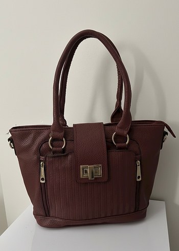  Beden Klasik Bordo Vintage Deri Kadın Çanta